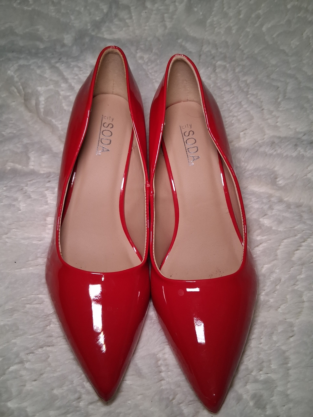 Red Patent Pointed-Toe Women’s Heels